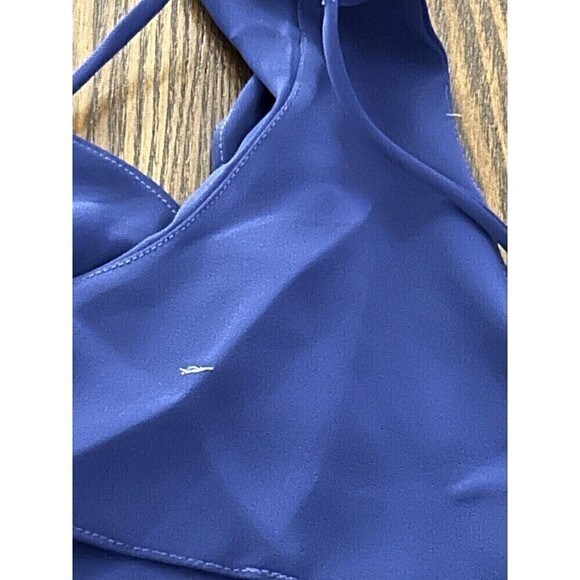 A by Amanda Uprichard Cascading Ruffle Dress in Blue Women’s Size M Sleeveless - Picture 13 of 15